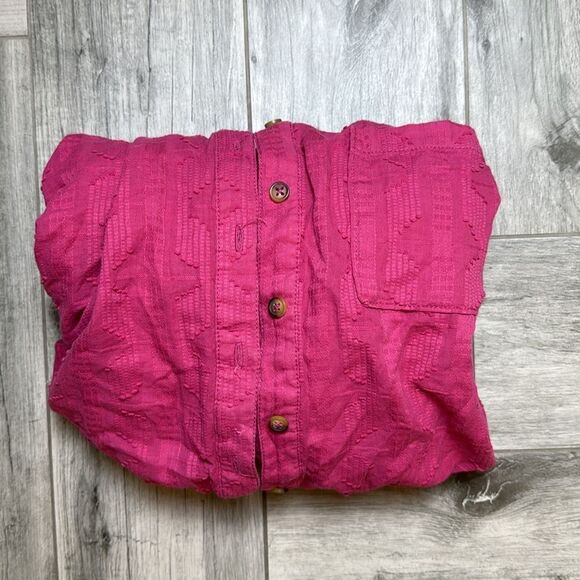 Anthropologie Pilcro Women's Coral Textured Lace Up Button Up Shirt Medium - Picture 1 of 12